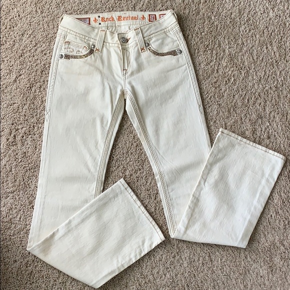 Rock Revival Cream “Debbie” Crystal Bootcut Jeans - Picture 5 of 8